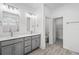 Modern bathroom featuring double vanity, gray cabinets, and a separate toilet room at 417 Grove End Rd, Moncks Corner, SC 29461