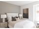 Comfortable bedroom showcasing a plush bed with elegant linens, complemented by modern lighting and serene wall art at 711 Alma Square Dr, Moncks Corner, SC 29461