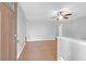 Bright and airy living room with hardwood floors, ceiling fan, and fresh neutral paint at 1117 Oceanview Rd, Charleston, SC 29412