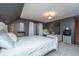 Cozy bedroom featuring two beds, gray walls, and unique ceiling details at 112 Ravenswood Ct, Summerville, SC 29485