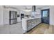 Bright kitchen featuring white cabinets, stainless steel appliances, and a brick-accented island at 117 Swan Dr, Summerville, SC 29485