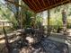 Inviting screened porch set up with outdoor dining table and chairs; perfect for enjoying meals outdoors at 1344 Pickett St, Charleston, SC 29412