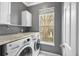 Bright laundry room with granite counters, ample storage, and modern washer and dryer at 1458 Clarendon Way, Mount Pleasant, SC 29466