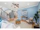 Comfortable living room with hardwood floors, fireplace, and stylish decor at 1458 Clarendon Way, Mount Pleasant, SC 29466
