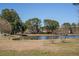 This backyard features a peaceful pond surrounded by mature trees and lush greenery for added privacy at 1465 Water Edge Dr, Charleston, SC 29492