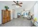 Spacious living room features neutral colors, a ceiling fan, and comfortable seating at 157 Sea Lavender Ln, Summerville, SC 29486