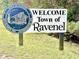 A welcome sign to the Town of Ravenel Established in 1859 and Incorporated in 1949 at 2278 Macallan Blvd, Ravenel, SC 29470