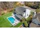 Aerial view of backyard featuring a private pool, patio, and well-maintained lawn at 2900 Colonnade Dr, Mount Pleasant, SC 29466