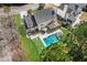 The backyard with a pristine pool, patio area, and lush green lawn offer outdoor relaxation at 2900 Colonnade Dr, Mount Pleasant, SC 29466