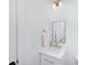 Stylish bathroom with white vanity, modern fixtures, and decorative mirror at 3019 Eventide Dr, Johns Island, SC 29455