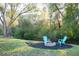 Backyard with a fire pit surrounded by two Adirondack chairs at 380 Furman Ln, Ladson, SC 29456