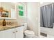 Bathroom with a granite vanity and a shower-tub combo at 380 Furman Ln, Ladson, SC 29456