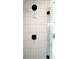 Modern shower featuring black hardware and vertical white subway tile surround at 3845 Delinger Dr, Mount Pleasant, SC 29466
