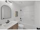 Clean bathroom featuring a white shower-tub combo, toilet, and modern vanity at 6 Allison Ct, Charleston, SC 29407