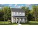 Charming two-story home featuring a covered front porch, black front door, and neatly manicured lawn at 798 Clay Field Trl, Summerville, SC 29485