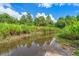 Scenic waterfront view features a calm body of water surrounded by lush greenery, under a vibrant blue sky with puffy white clouds at 8661 Refuge Point Cir, North Charleston, SC 29420