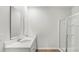 A spacious bathroom with a double sink vanity and glass-enclosed shower at 1036 Forrest Creek Dr, Summerville, SC 29483