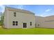 Backyard with green lawn, slider door, and light gray siding on home exterior at 1054 Forrest Creek Dr, Summerville, SC 29483