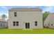 Backyard featuring well-maintained lawn, sliding glass door, and light gray vinyl siding at 1054 Forrest Creek Dr, Summerville, SC 29483