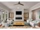 Bright living room with fireplace, designer accents, and ample seating, creating a warm and inviting space at 1126 Ocean Forest Lane, 1/8 Share, Seabrook Island, SC 29455