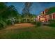 Expansive backyard showcasing the lush greenery and outdoor patio area with lighting around the yard at 1208 Wynnwood Ct, Mount Pleasant, SC 29464