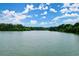 Picturesque view of a calm lake surrounded by lush green trees under a bright blue sky with white clouds at 1216 Hammrick Ln, Johns Island, SC 29455