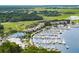 Breathtaking aerial view of waterfront homes with a picturesque marina at 1614 Live Oak Park, Seabrook Island, SC 29455
