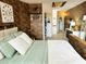 Spacious bedroom features a brick accent wall, comfortable bed, and an attached wardrobe at 309 Meeting St # 19, Charleston, SC 29401