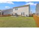 Large backyard featuring a patio set, lush lawn, and privacy fence for a private and comfortable outdoor experience at 4497 Ocean Farm Dr, Summerville, SC 29485