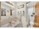 Bathroom featuring a vanity sink, a mirror, and a shower with a curtain at 7753 Linsley Dr, North Charleston, SC 29418