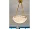 Close-up on a stunning chandelier with hanging gold chains and a translucent bowl shade at 105 Peninsula Dr, Ravenel, SC 29470
