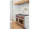 Gourmet kitchen features a Wolf range with double oven and marble backsplash at 105 Peninsula Dr, Ravenel, SC 29470