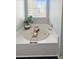 An inviting soaking tub with a plant near the window at 107 Hainsworth Dr, North Charleston, SC 29418