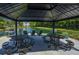 Shaded gazebo with seating and grill overlooking a scenic pond and lush landscaping at 1300 Park West Blvd # 418, Mount Pleasant, SC 29466