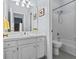 Light and airy bathroom with a single sink, tiled shower/tub, and neutral color scheme at 1407 Congressional Blvd, Summerville, SC 29483