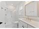 Bright bathroom featuring a glass-enclosed shower, white tiles, and a single vanity at 1640 Siloh Siloh Dr # 477, Mount Pleasant, SC 29466