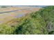 Scenic view of a marsh with a boardwalk stretching across a waterway, surrounded by lush greenery at 1717 Vireo Ct, Johns Island, SC 29455