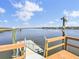 View of the water from the dock steps, which has railings, lights, and pilings at 2399 Furman Dr, Charleston, SC 29414