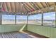 Outdoor living space featuring a covered porch with a view of the water, with wood deck and wood slat walls at 2399 Furman Dr, Charleston, SC 29414