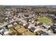 An aerial view highlights a suburban community with lush trees, manicured lawns, and a tranquil pond in the distance at 2508 Melville Rd, North Charleston, SC 29406