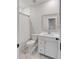 Bathroom features a shower with curtain, white vanity, and marble tile flooring at 3554 Clambank Dr, Mount Pleasant, SC 29466