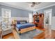 Charming main bedroom featuring hardwood floors, blue walls, and a ceiling fan at 4008 Cameron Blvd, Isle of Palms, SC 29451