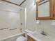 Bright bathroom with a bathtub/shower combination, sink, toilet, and vanity at 417 Judy Dr, Goose Creek, SC 29445