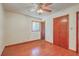 Bedroom featuring hardwood floors, white walls and a ceiling fan at 417 Judy Dr, Goose Creek, SC 29445