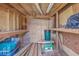 An organized storage shed with shelving and various storage containers at 417 Judy Dr, Goose Creek, SC 29445