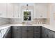Beautiful kitchen features two tone cabinets, tiled backsplash and stainless steel sink at 777 Lake Frances Dr, Charleston, SC 29412