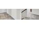 A staircase with gray carpeted steps and a dark wooden handrail at 808 S Pointe Blvd, Summerville, SC 29483