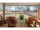 Screened porch with wood flooring, outdoor seating, with backyard view, ideal for outdoor enjoyment and relaxation at 8745 Alexandria Dr, North Charleston, SC 29420