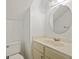 Bathroom featuring a vanity, toilet, and round mirror at 9 Stallion Ct, Charleston, SC 29407