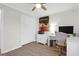 Well-lit office featuring white walls, a ceiling fan, and plenty of storage at 1142 Village Creek Ln # 3, Mount Pleasant, SC 29464